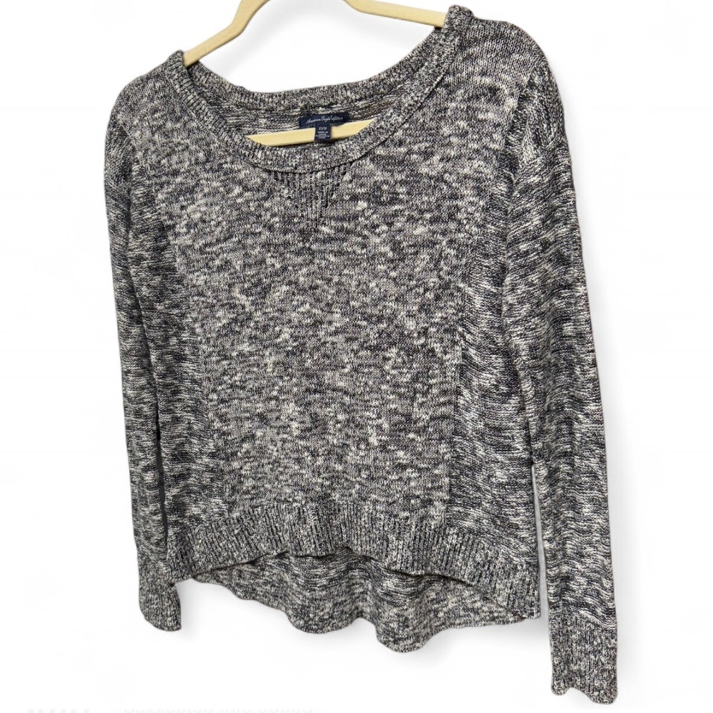 American Eagle Outfitters Marled Knit Sweater Gray White High-Low Size XS/TP - Picture 3 of 6
